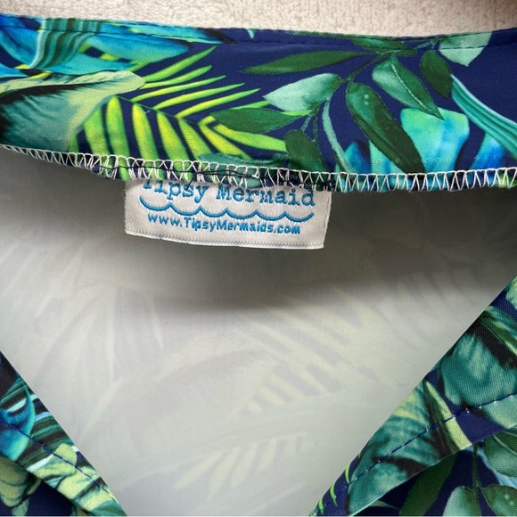 Tipsy Mermaid Paradise Palm Tropical Long Sleeve Dress Med Spandex UPF 50 Beach - Picture 5 of 11